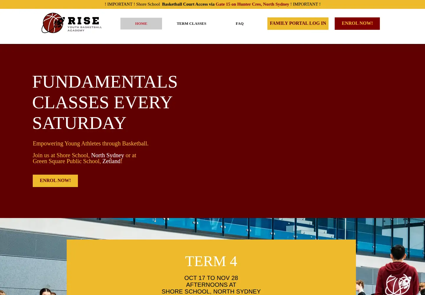 Screenshot of riseyouthbasketball.com