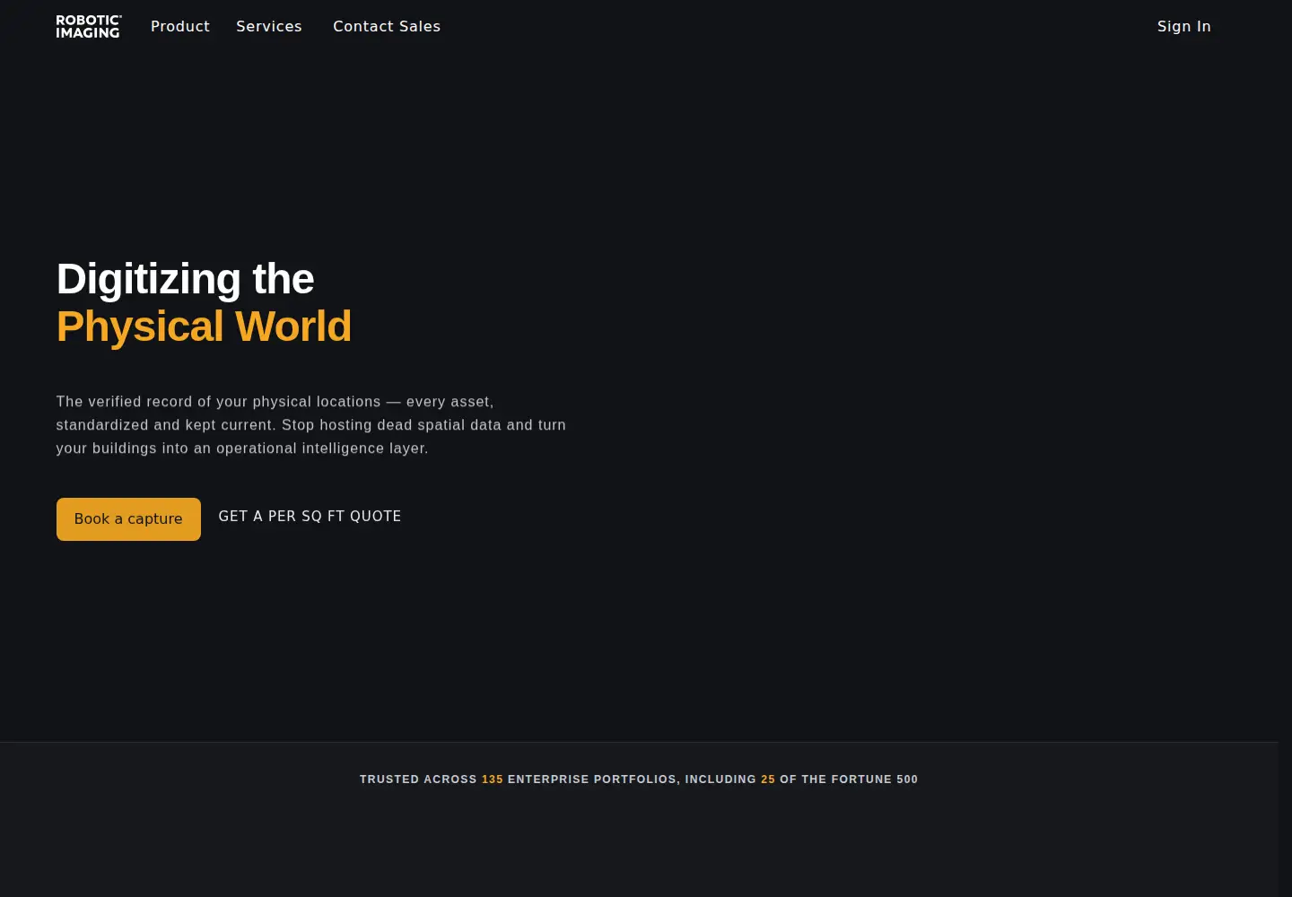 Captured homepage of roboticimaging.com in the current scan