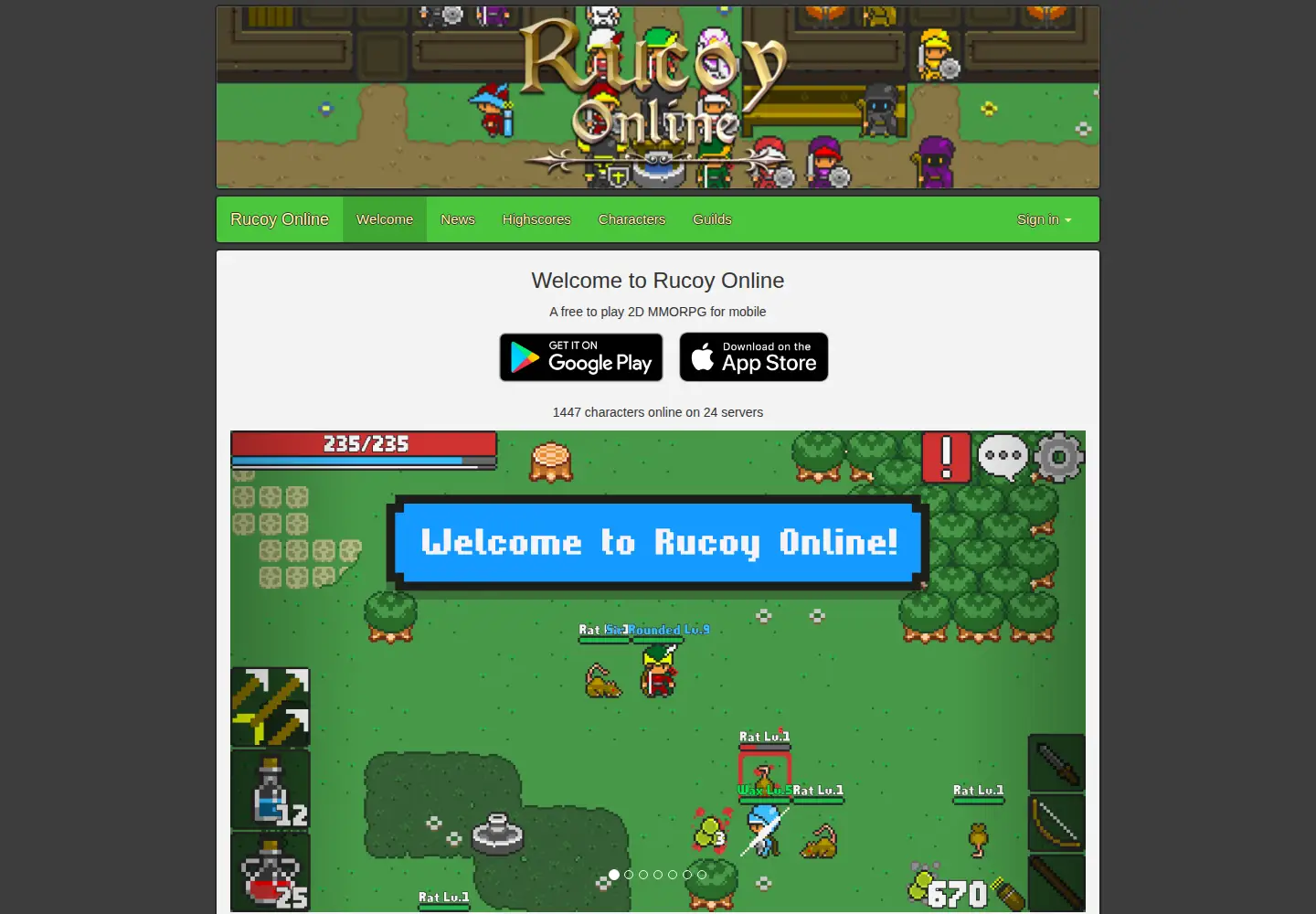 Captured homepage of rucoyonline.com in the current scan