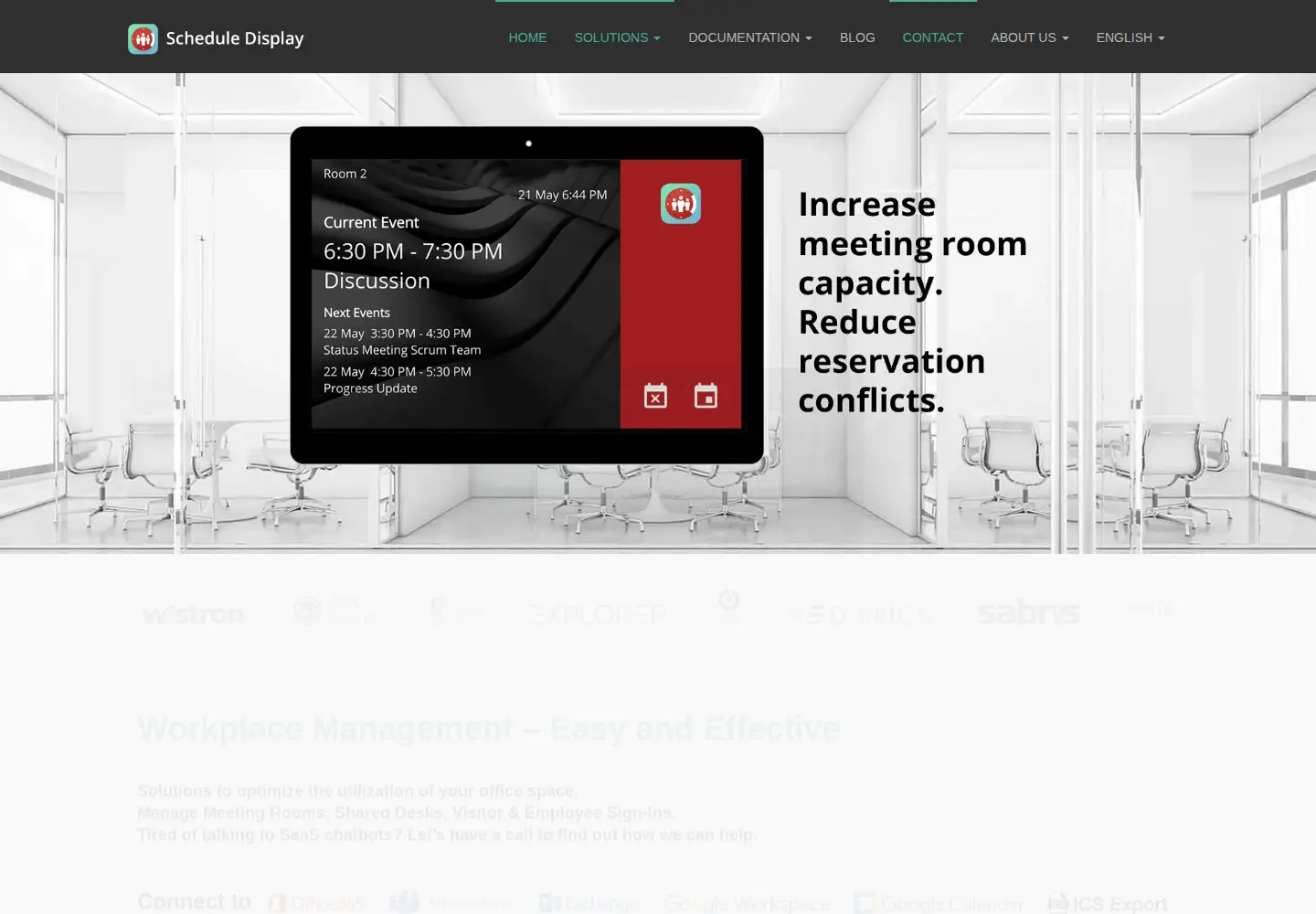 Screenshot of scheduledisplay.com