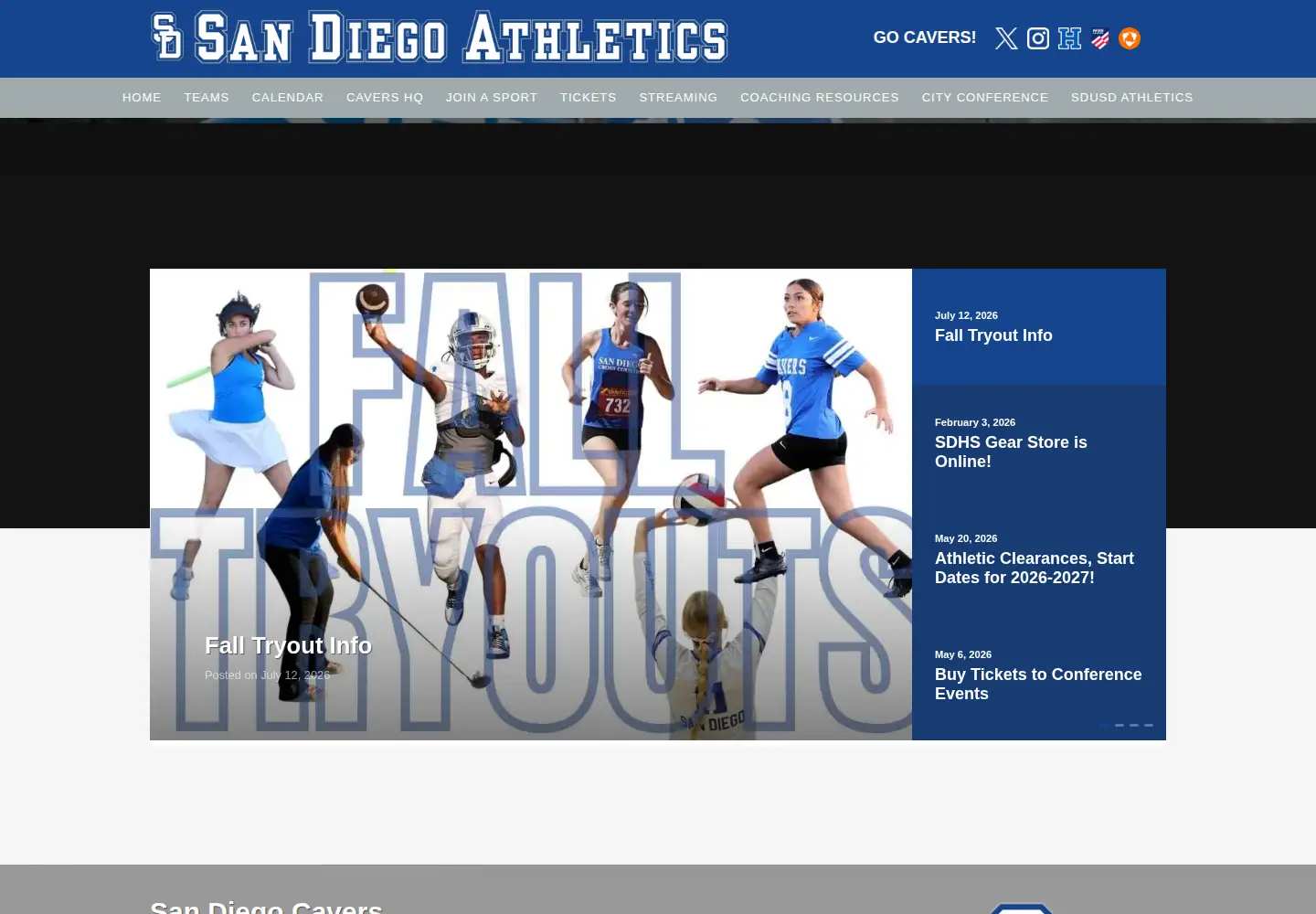 Screenshot of sdcavers.com