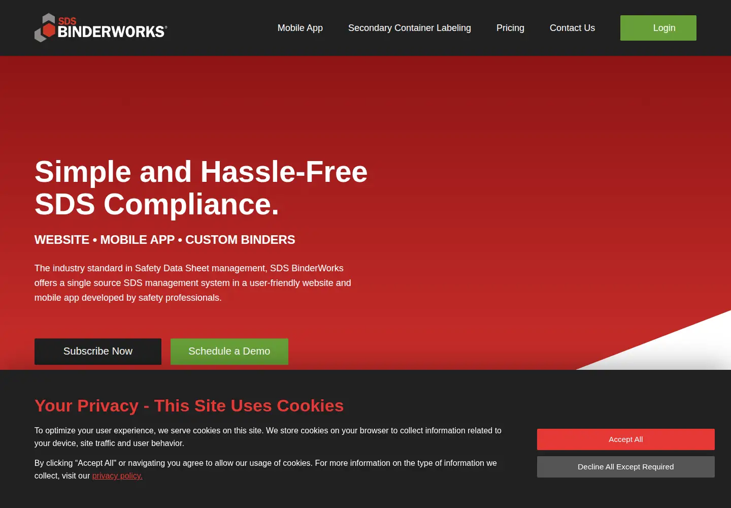 Screenshot of sdsbinderworks.com
