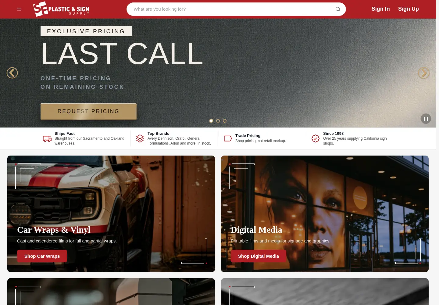 Screenshot of sfsignsupply.com