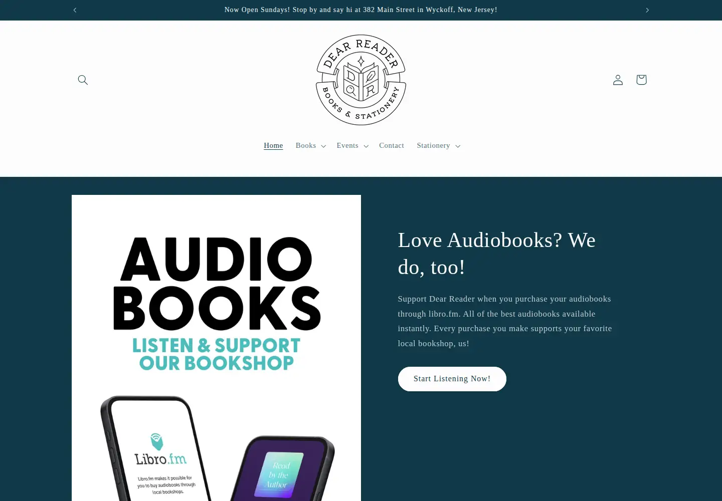 Screenshot of shopdearreader.com