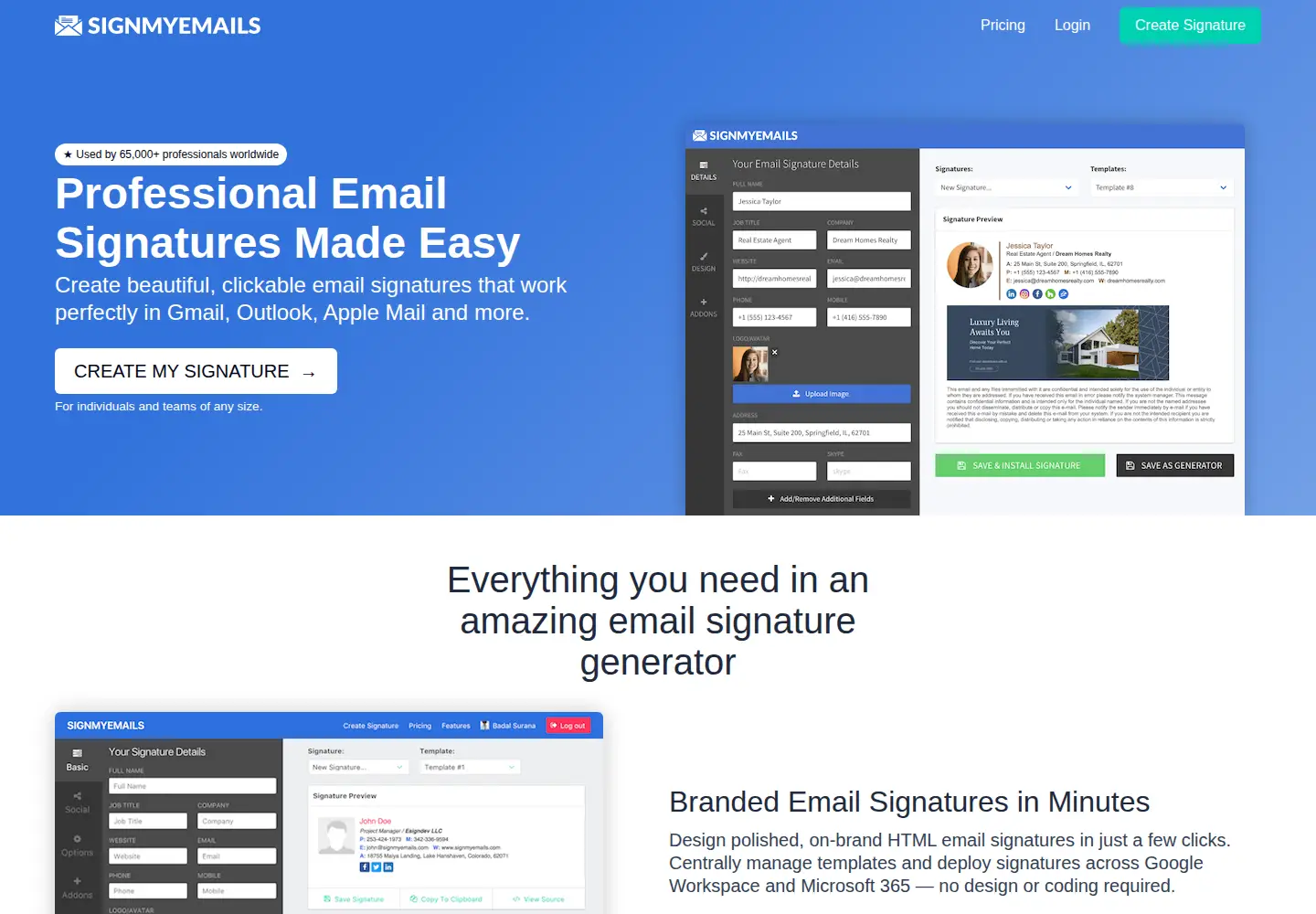 Screenshot of signmyemails.com