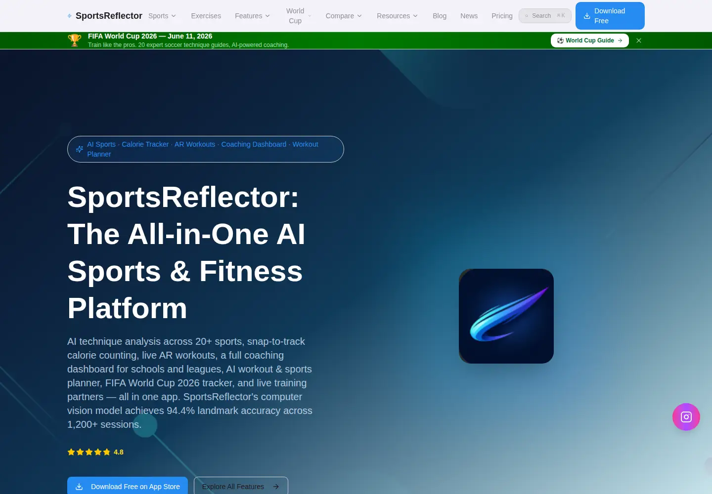 Screenshot of sportsreflector.com