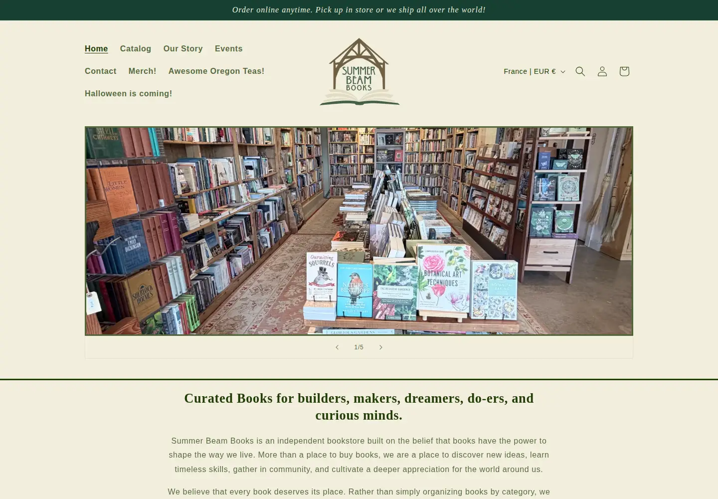 Captured homepage of summerbeambooks.com in the current scan