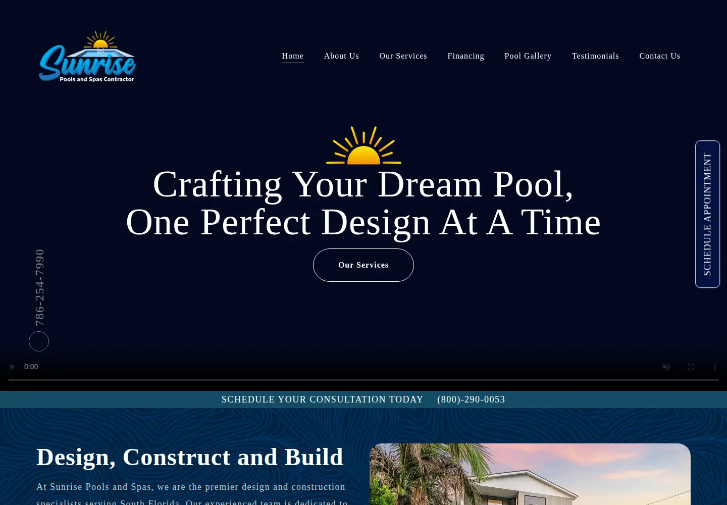 Captured homepage of sunrisepoolsfl.com in the current scan