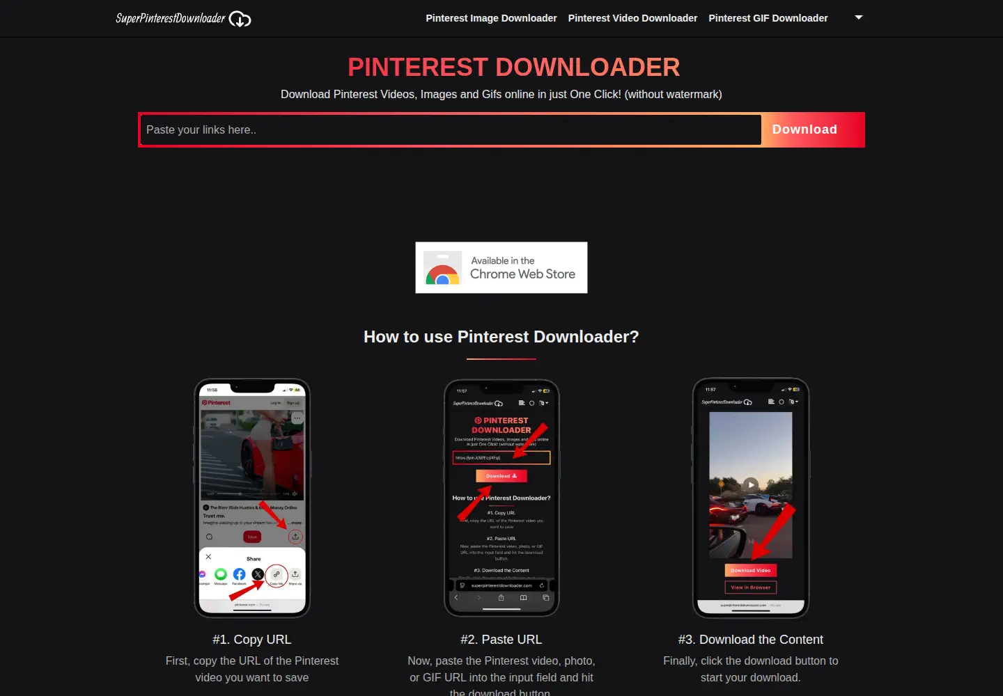Screenshot of superpinterestdownloader.com