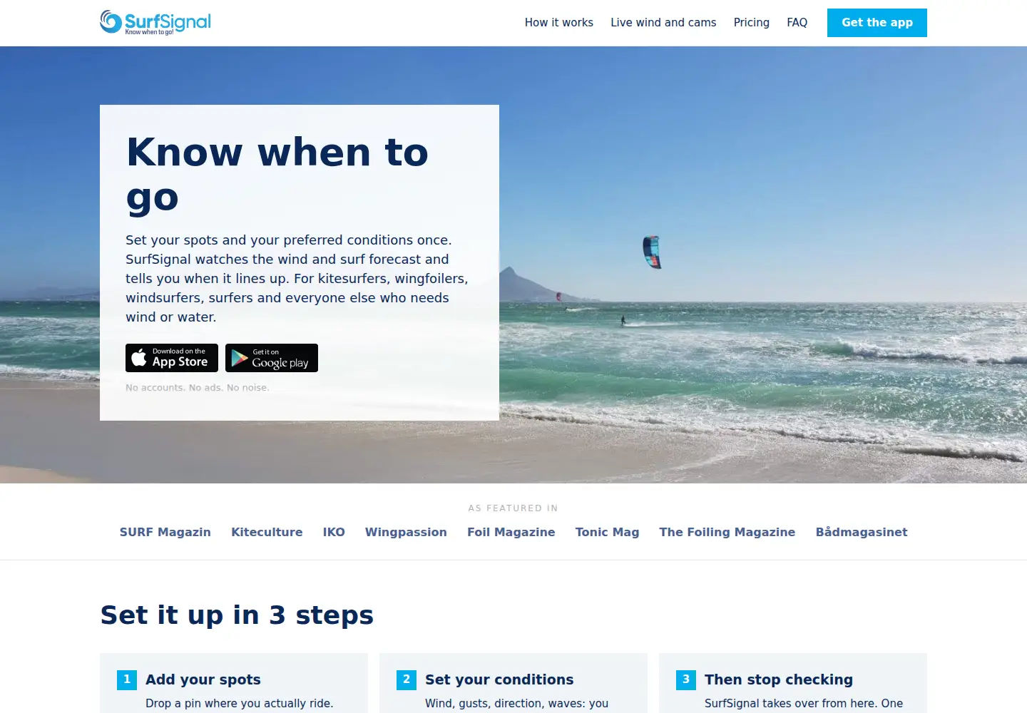 Captured homepage of surf-signal.com in the current scan