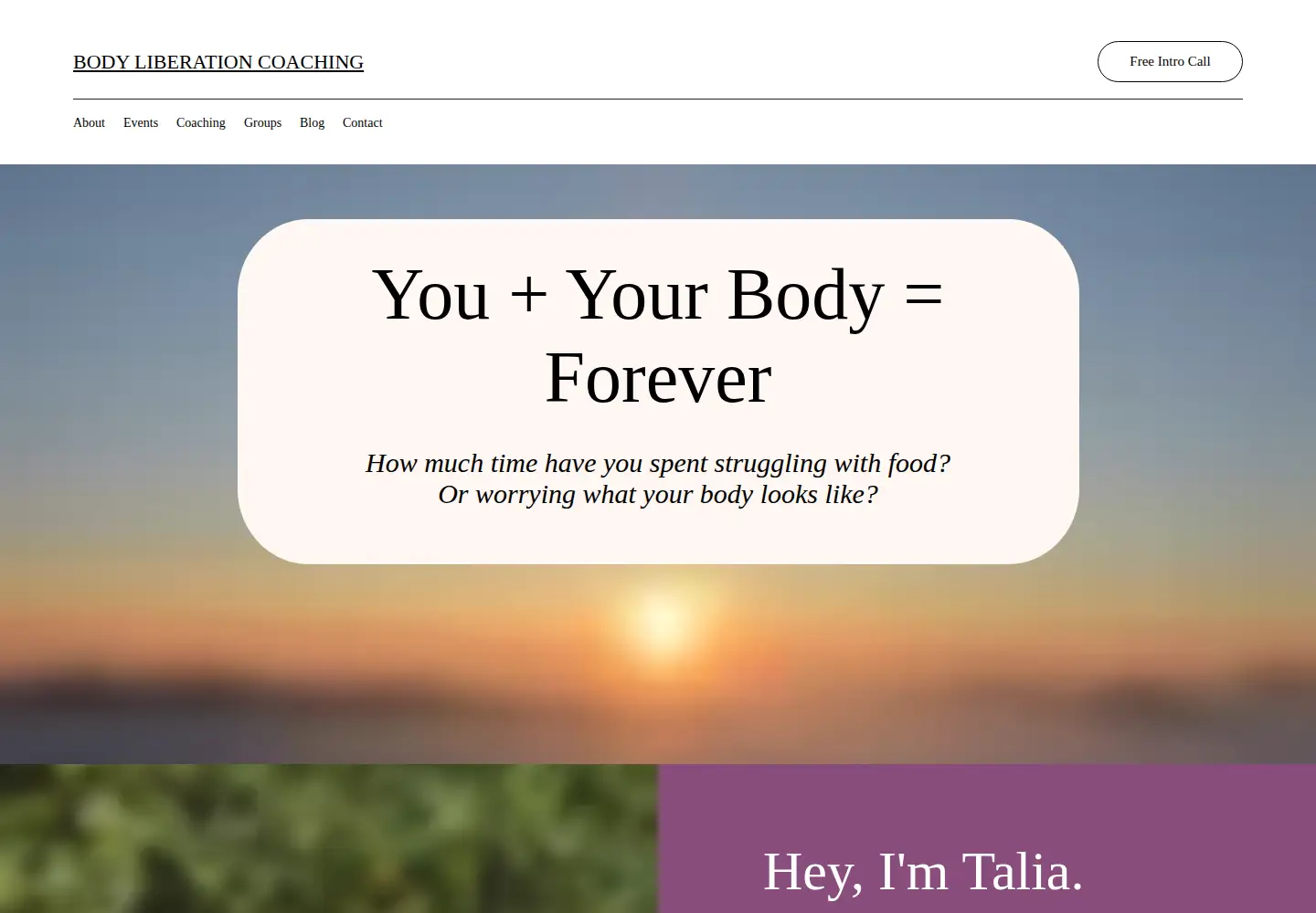 Captured homepage of taliacoopercoaching.com in the current scan