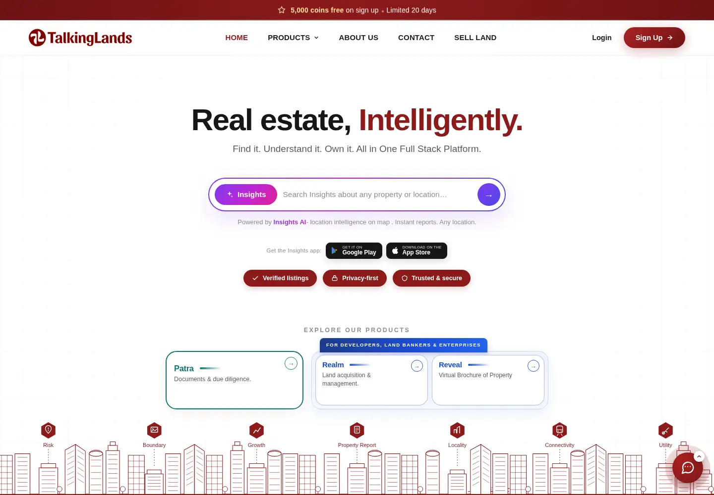 Captured homepage of talkinglands.com in the current scan