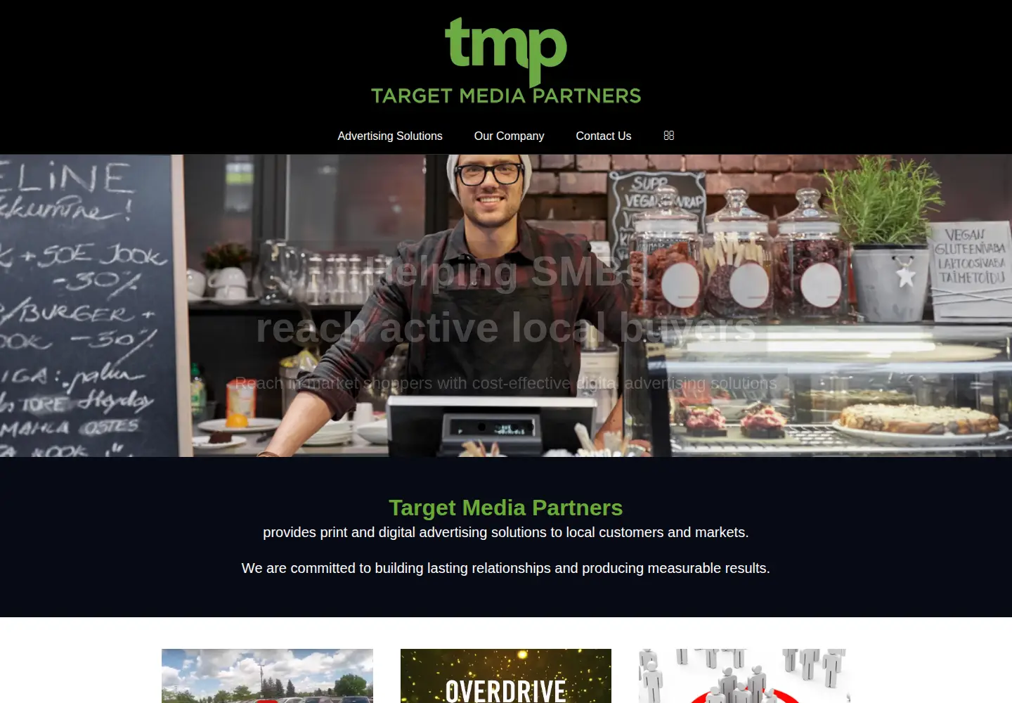 Captured homepage of targetmediapartners.com in the current scan