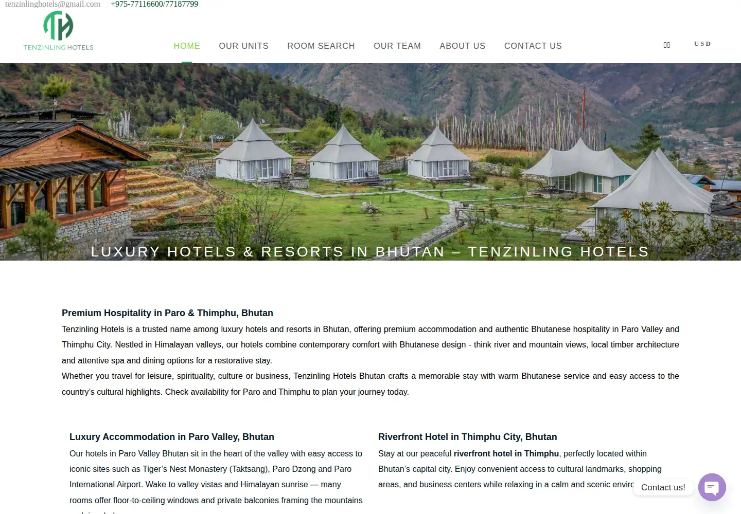 Screenshot of tenzinlinghotels.com