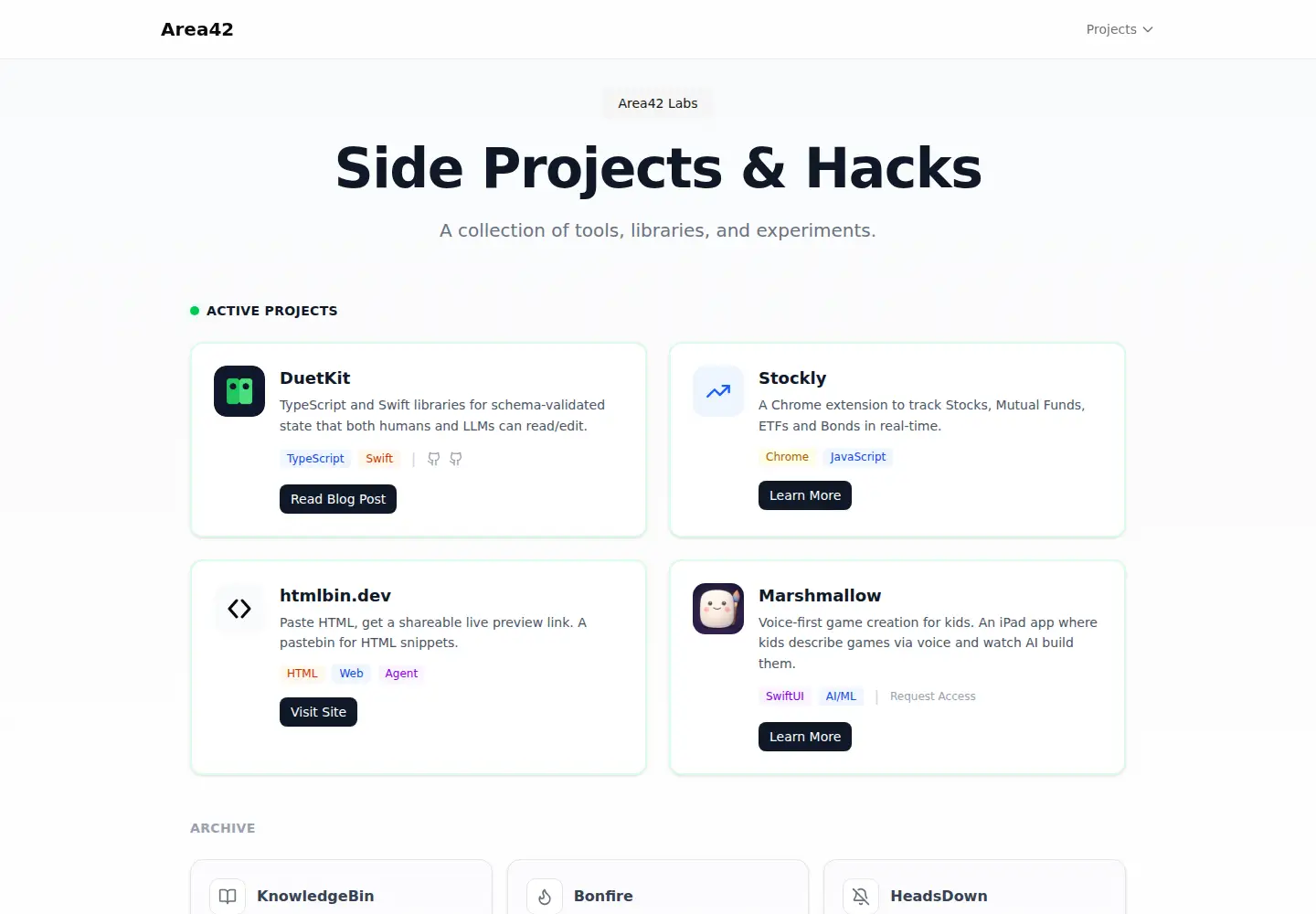 Screenshot of thearea42.com