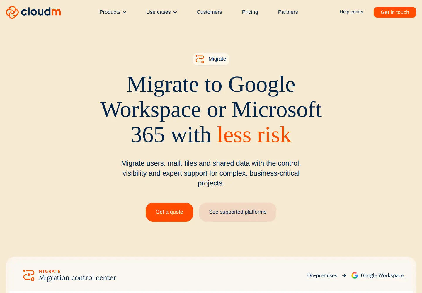 Captured homepage of thecloudmigrator.com in the current scan
