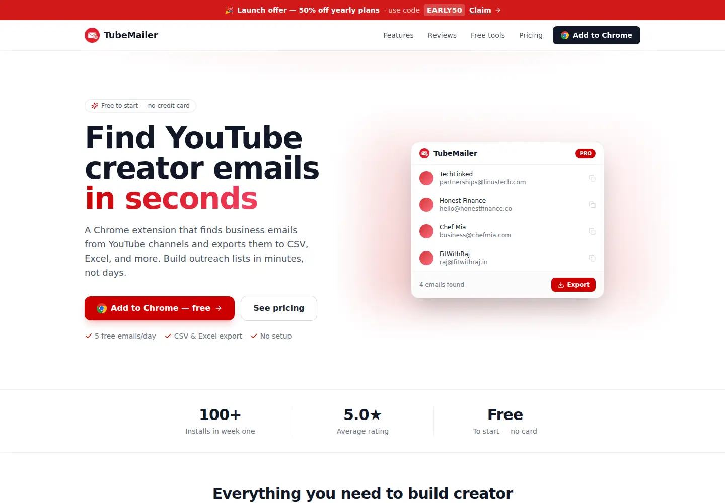 Screenshot of tubemailer.com