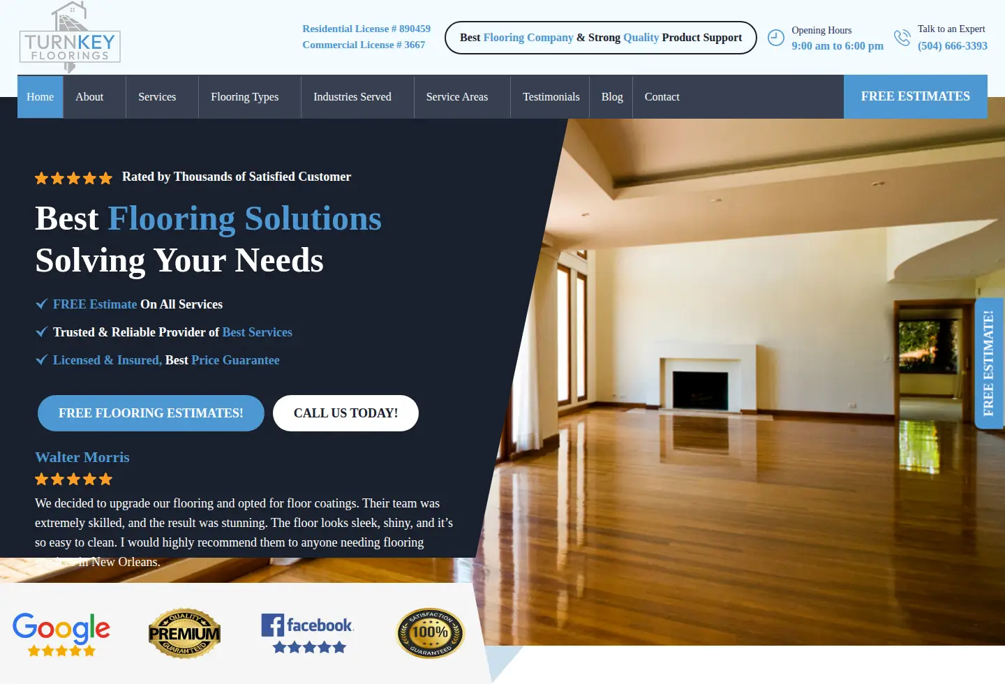 Screenshot of turnkeyfloorings.com