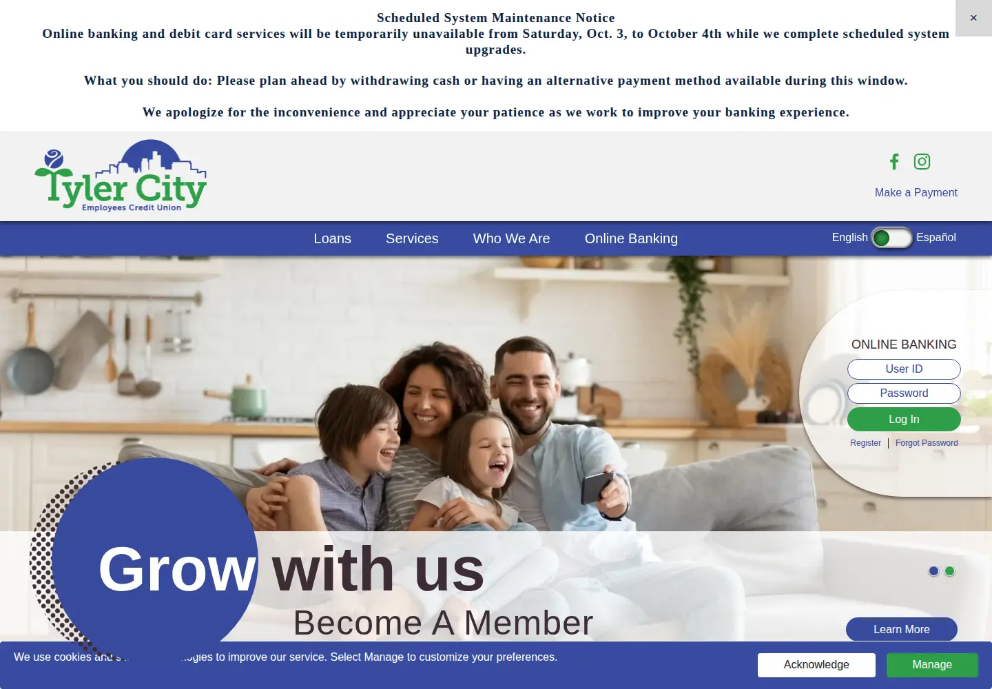 Screenshot of tylercityecu.com