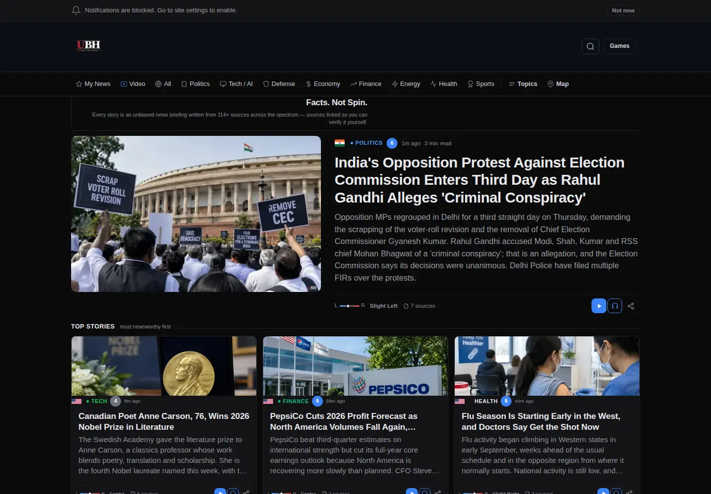 Captured homepage of unbiasedheadlines.com in the current scan