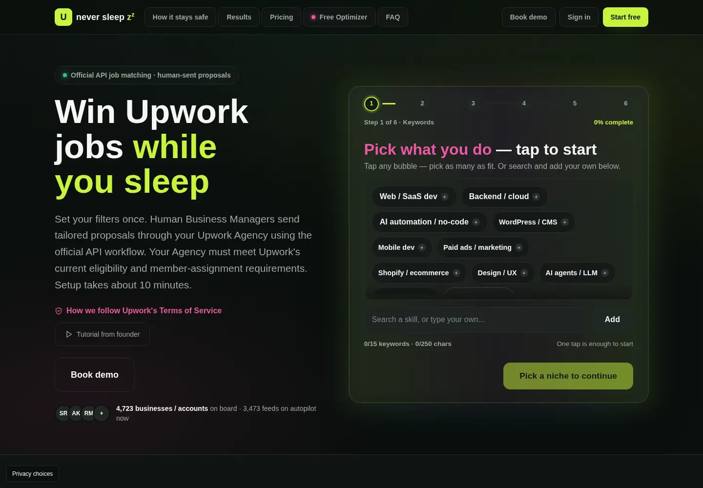Screenshot of uneversleep.com