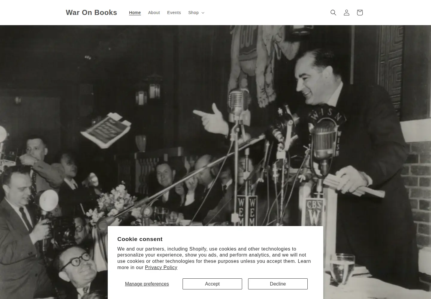Captured homepage of waronbooks.com in the current scan