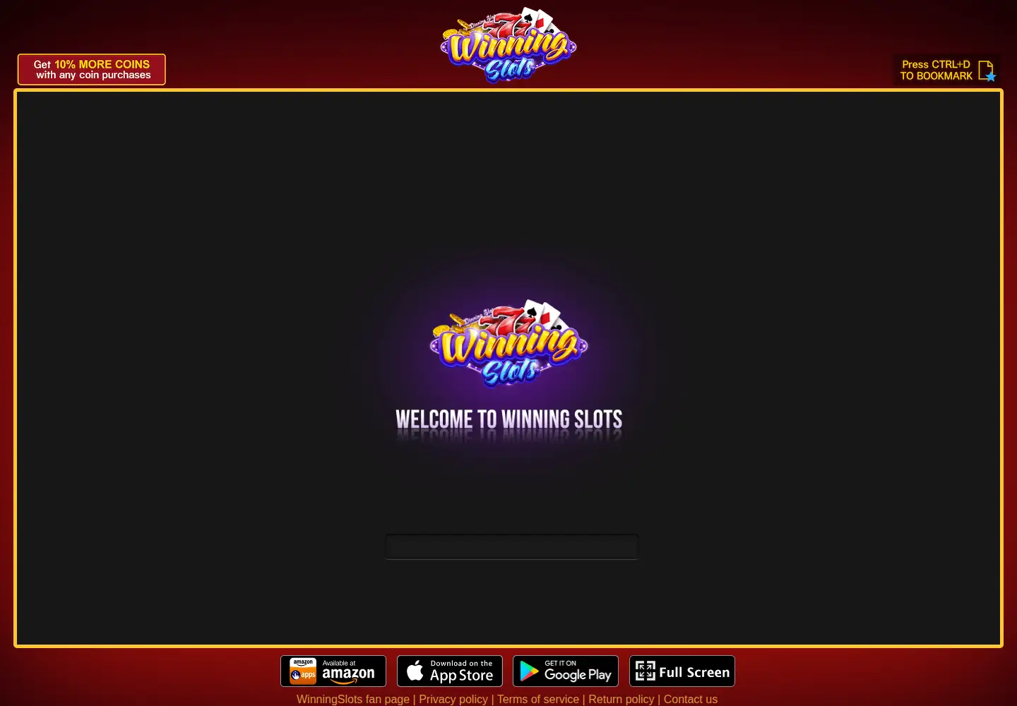 Captured homepage of winningslotsgame.com in the current scan