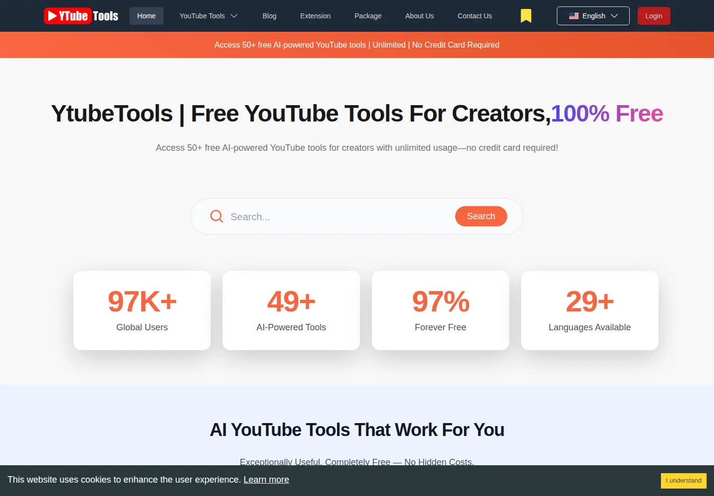 Screenshot of ytubetools.com