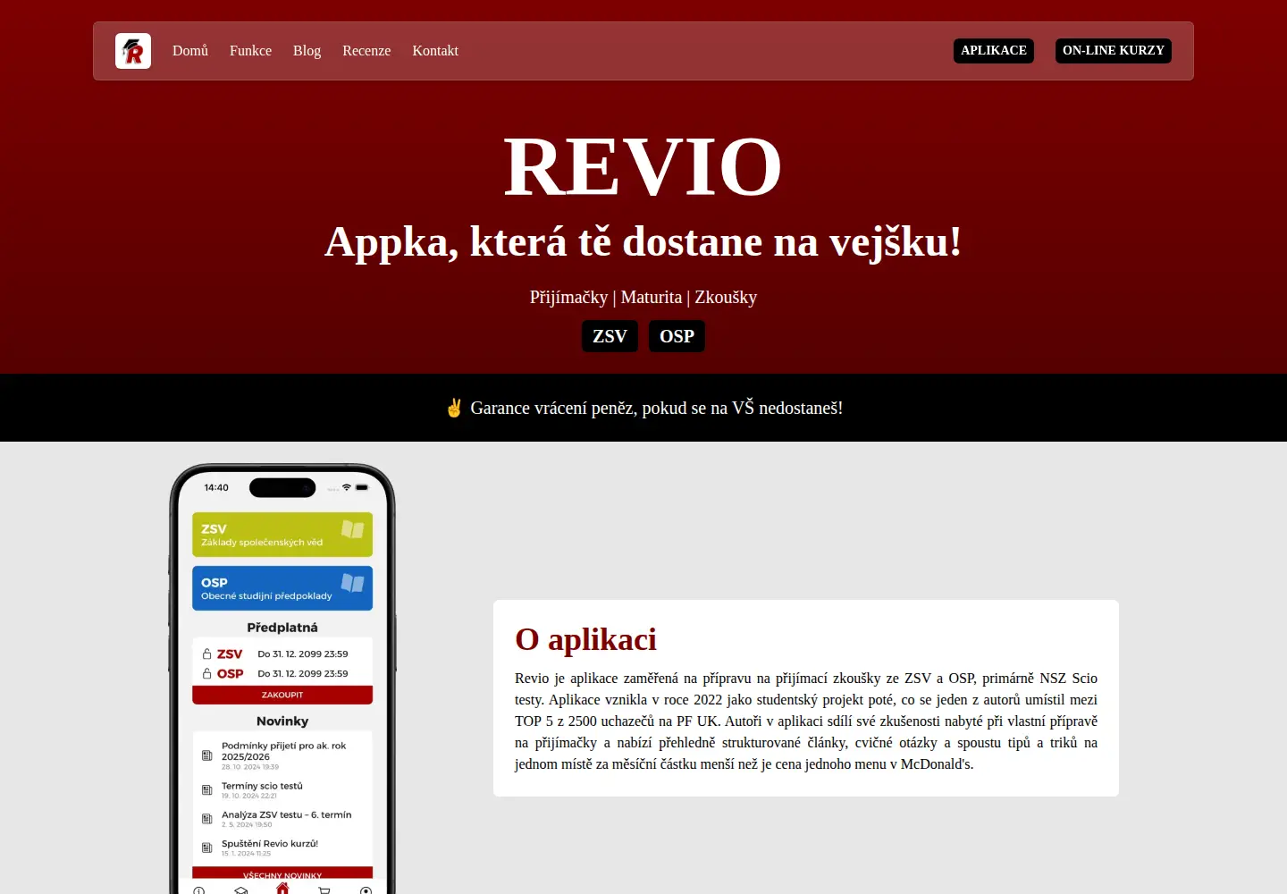 Screenshot of revio.cz