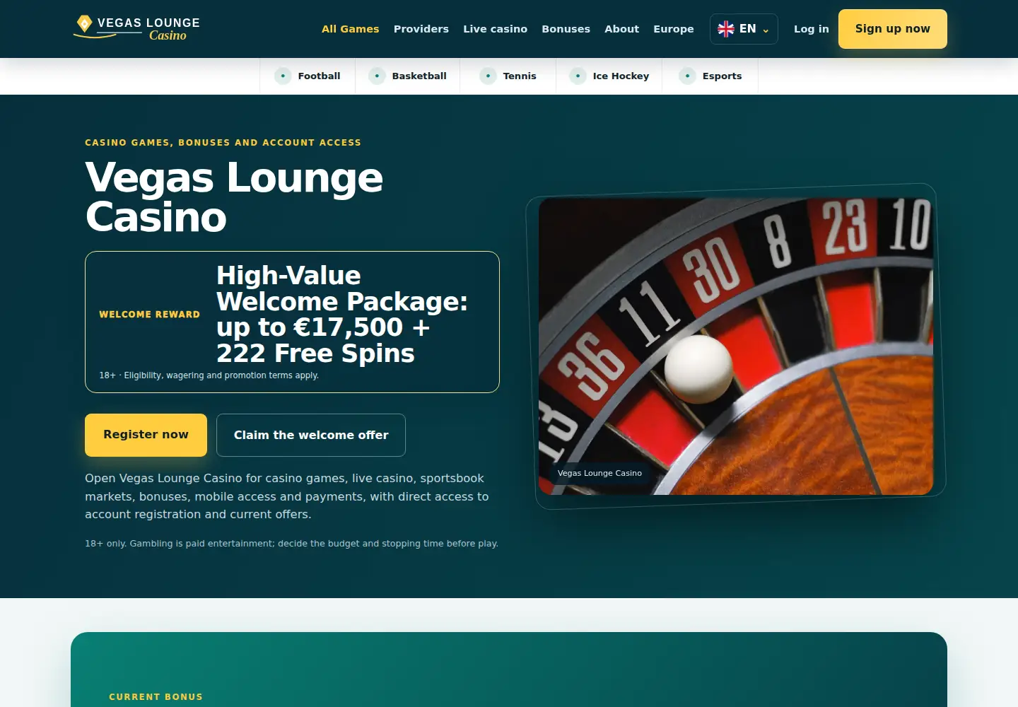 Screenshot of vegasloungecasino.eu
