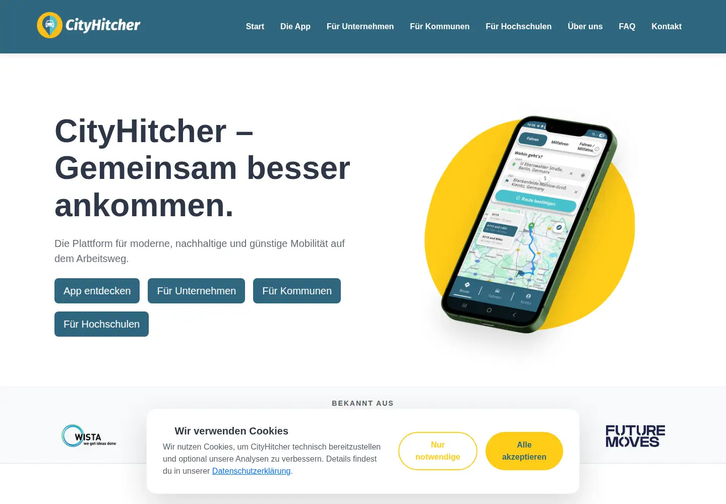 Captured homepage of cityhitcher.de in the current scan