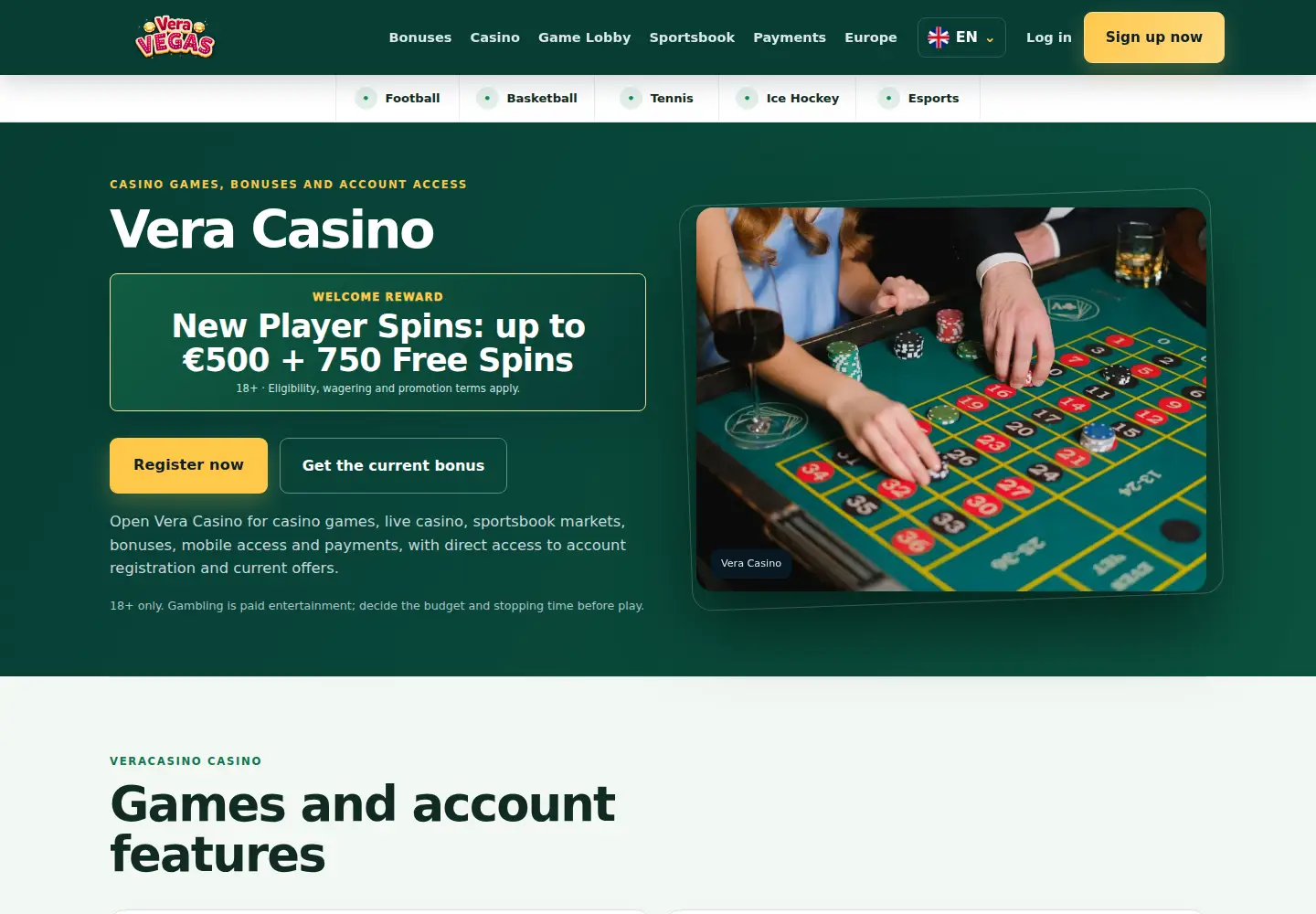 Screenshot of veracasino.eu