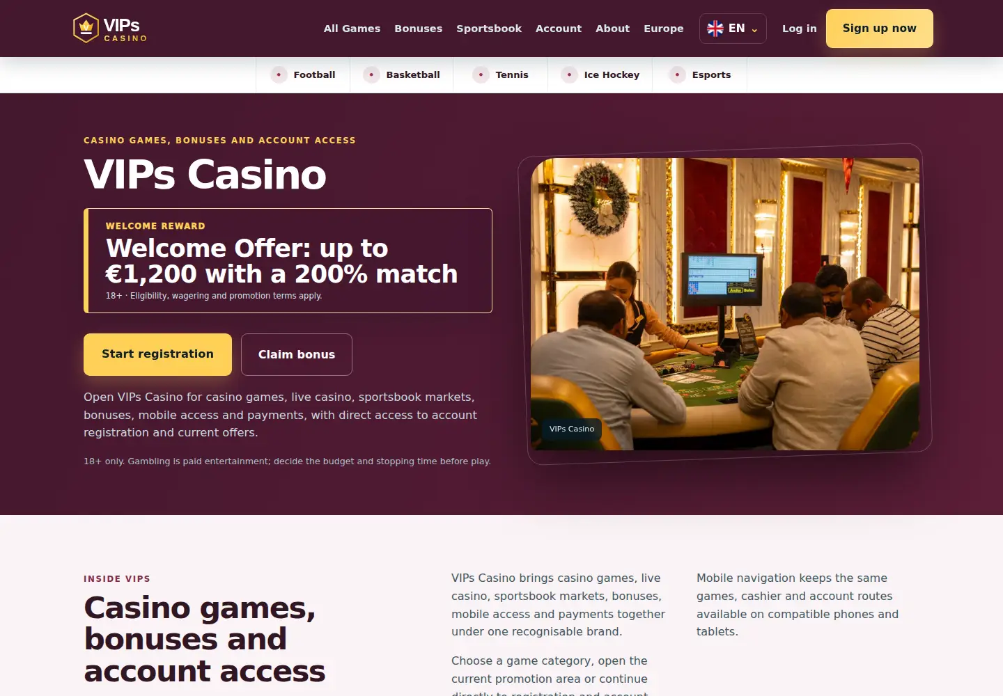 Screenshot of vips-casino.eu