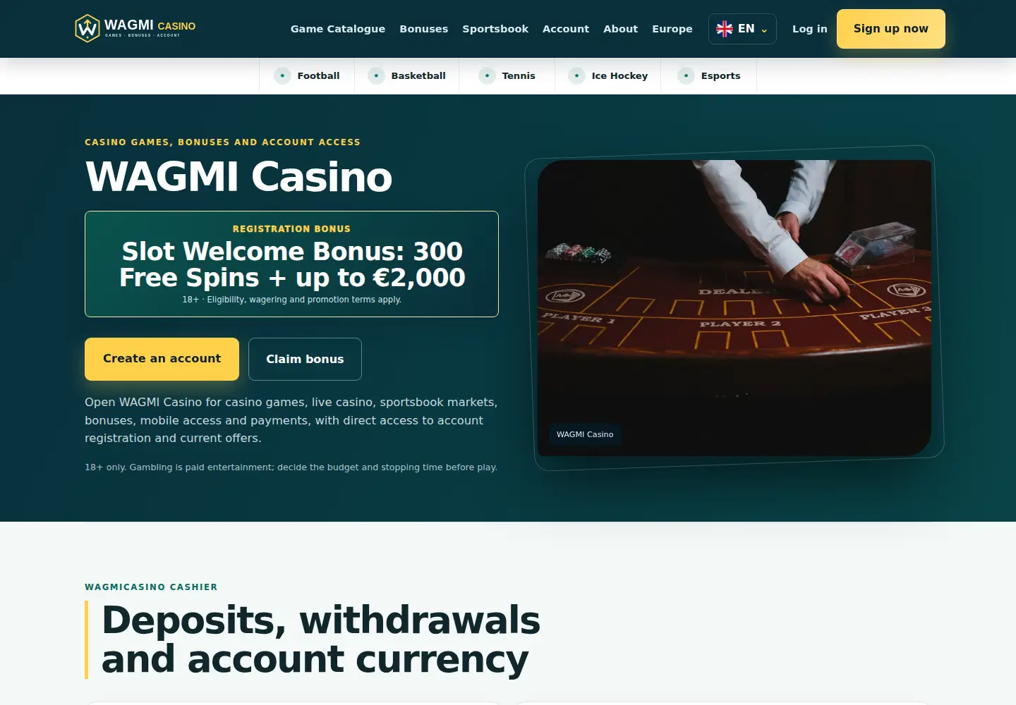 Screenshot of wagmicasino.eu