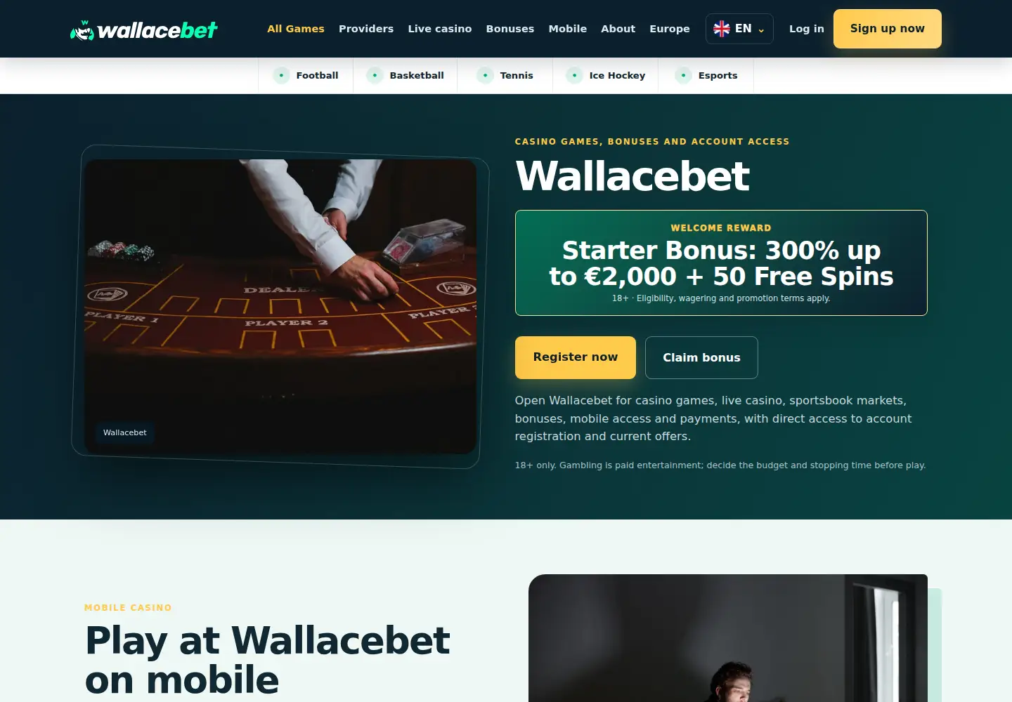 Screenshot of wallacebet.eu