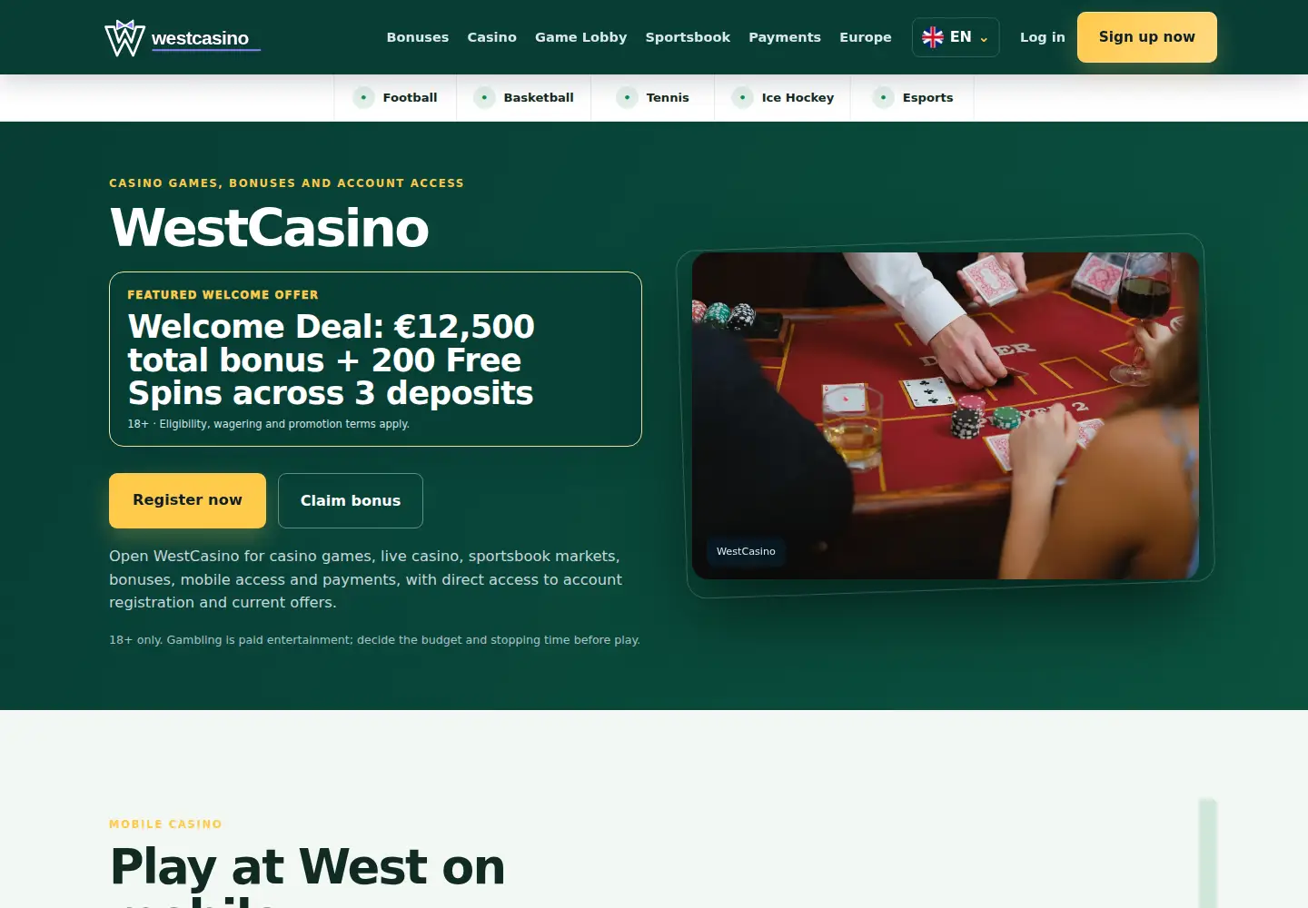 Screenshot of west-casino.eu