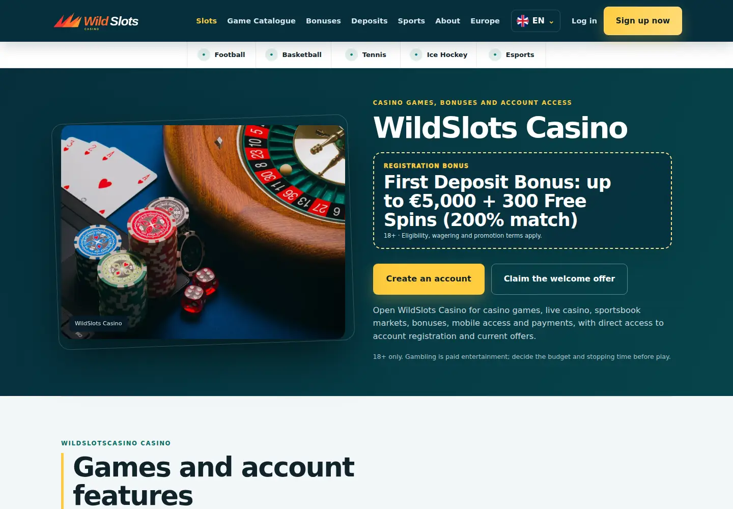 Screenshot of wildslotscasino.eu