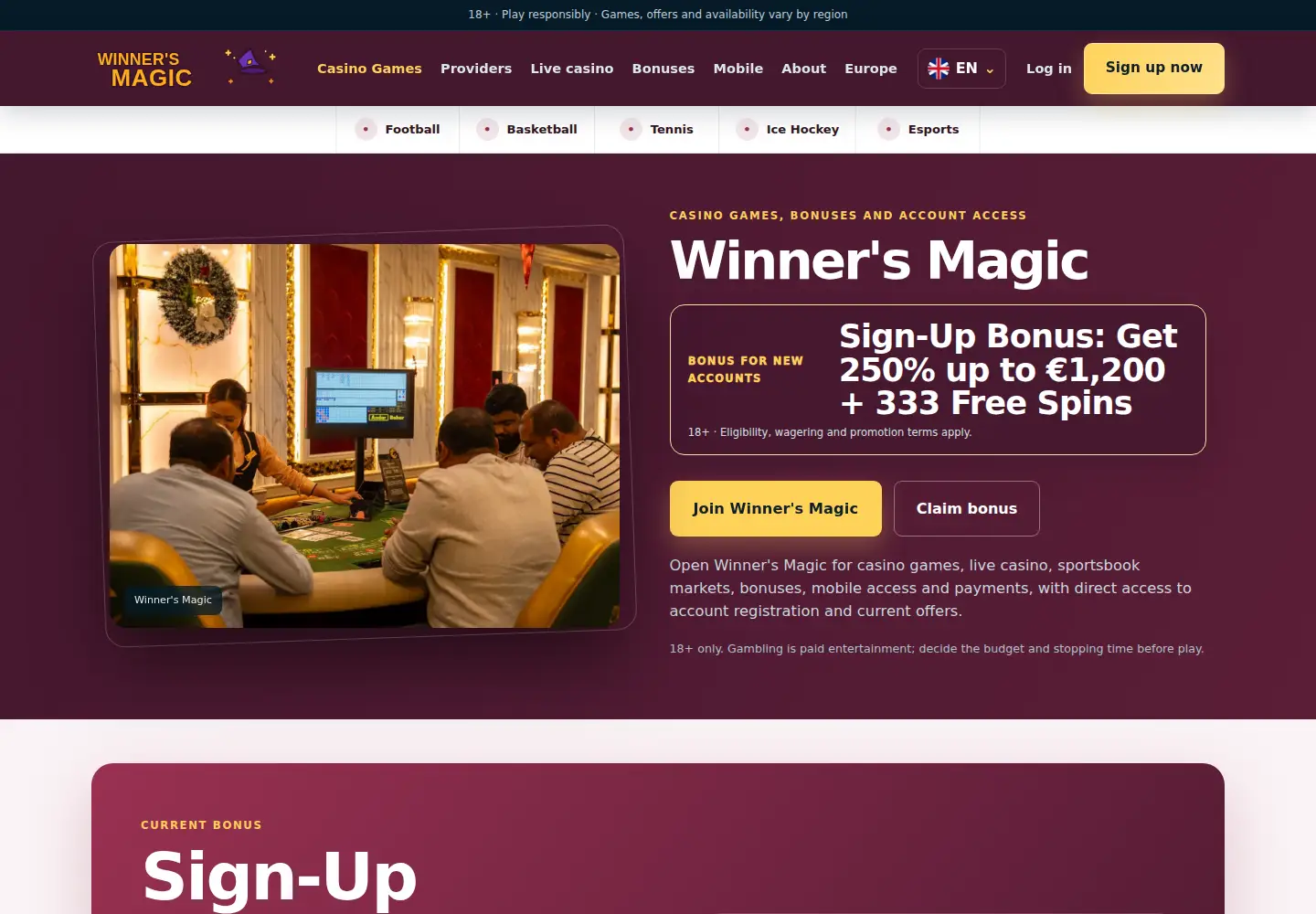 Screenshot of winnersmagic.eu