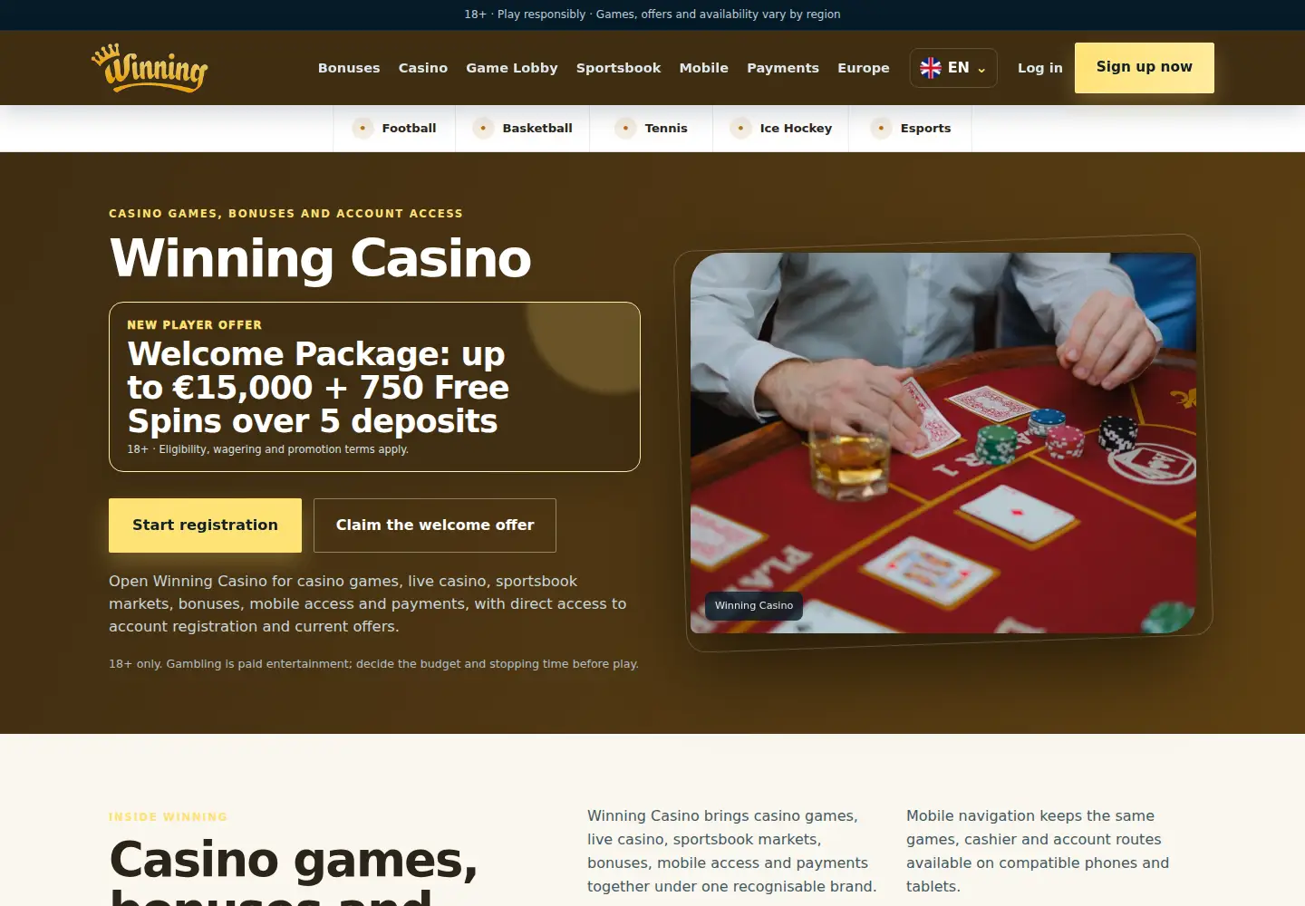 Screenshot of winning-casino.eu