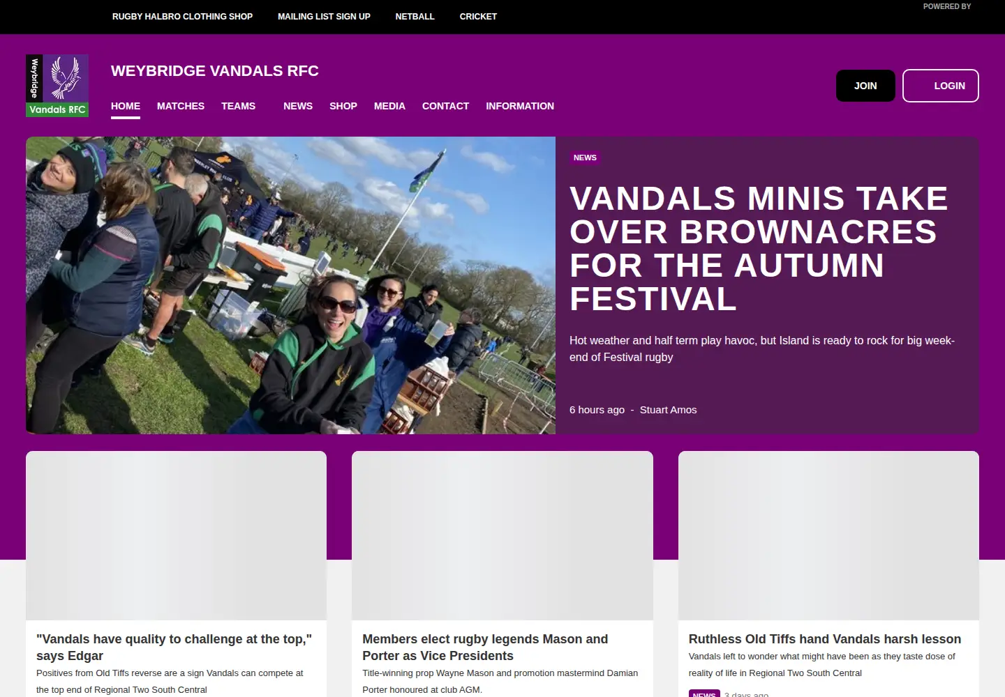 Captured homepage of weybridgevandals.co.uk in the current scan