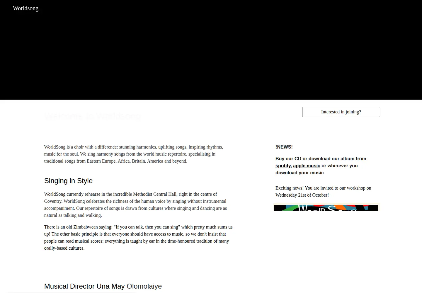 Screenshot of worldsong.co.uk