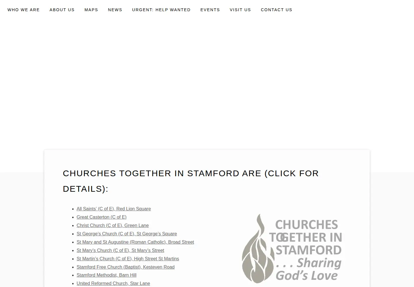 Captured homepage of churchestogetherinstamford.org.uk in the current scan