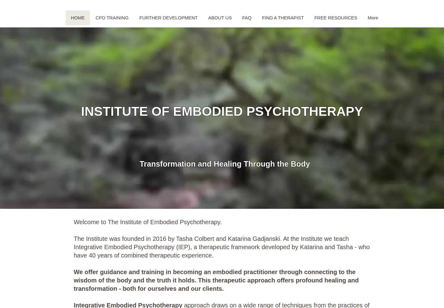 Screenshot of embodiedpsychotherapy.org.uk