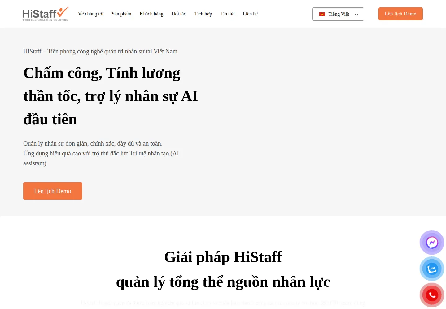 Captured homepage of histaff.vn in the current scan
