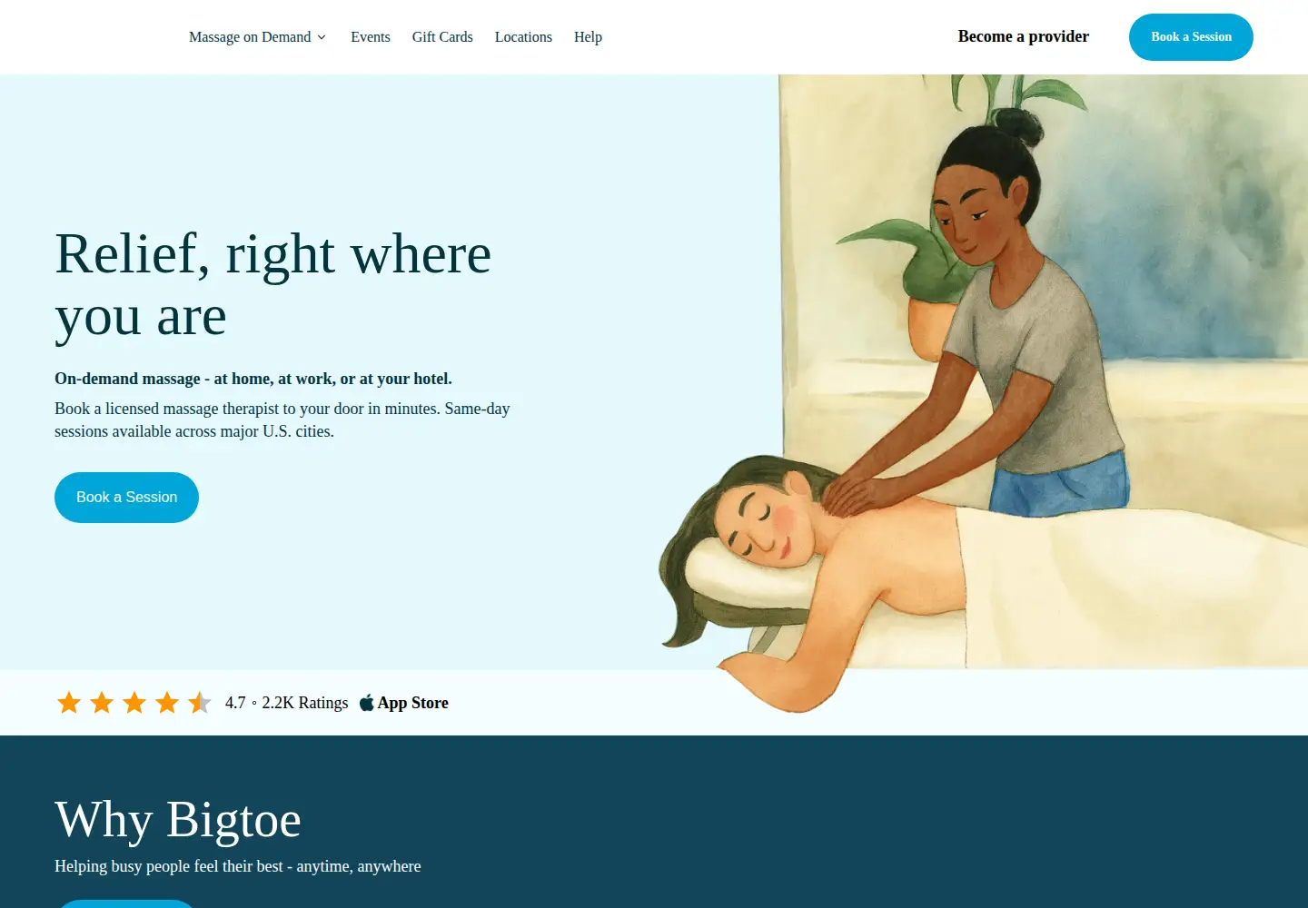 Screenshot of bigtoe.yoga