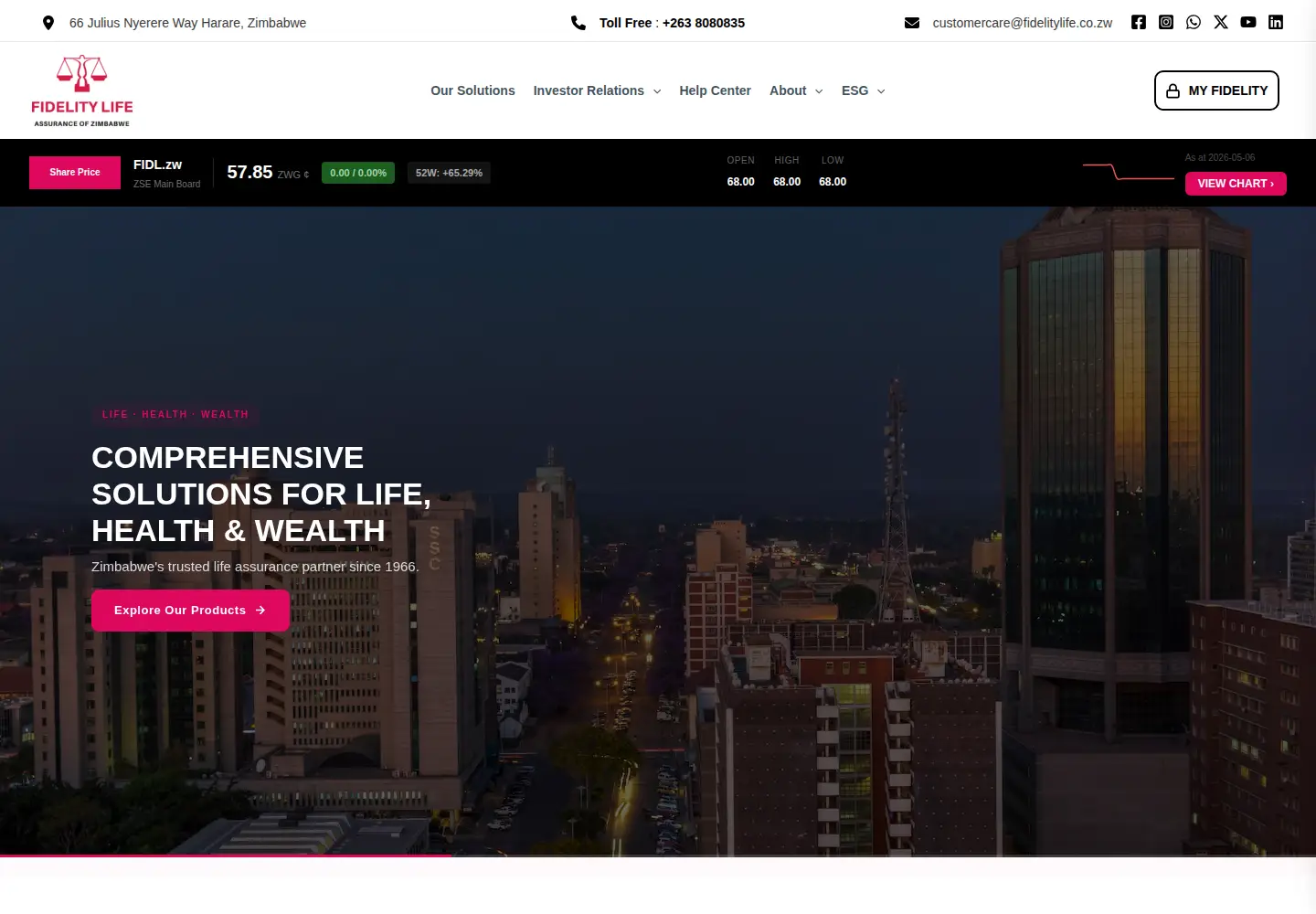 Screenshot of fidelitylife.co.zw