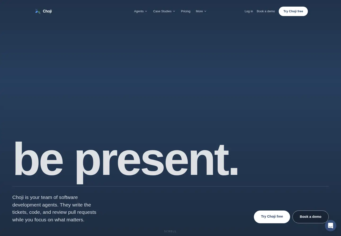 Captured homepage of choji.ai in the current scan