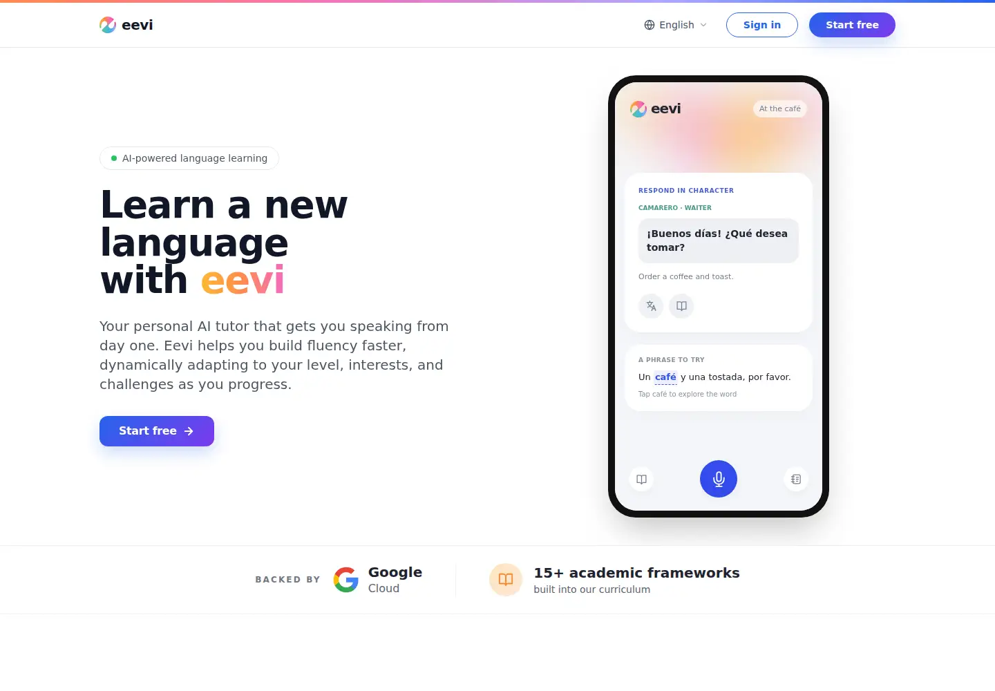 Captured homepage of eevi.ai in the current scan