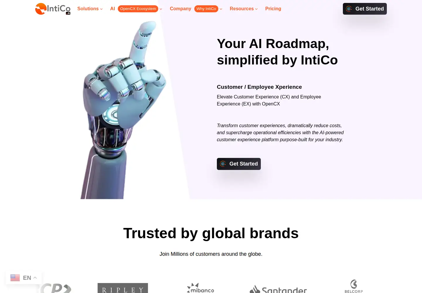 Captured homepage of intico.ai in the current scan