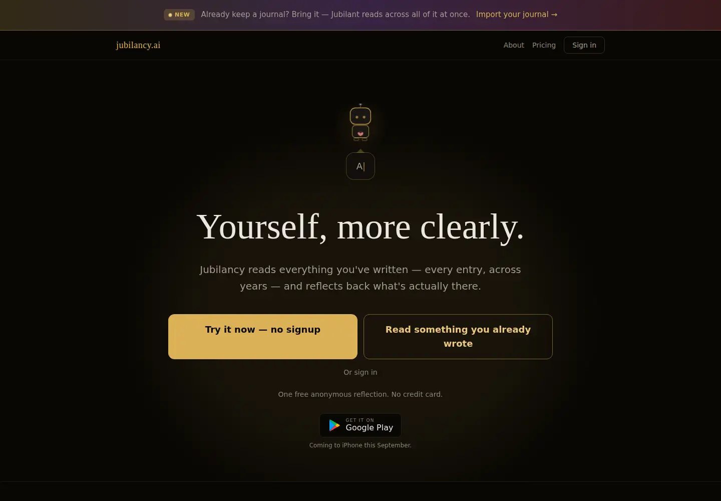 Screenshot of jubilancy.ai